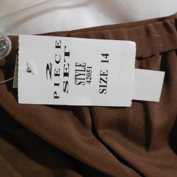NWT Cynthia Howie Maggie BOUTIQUE mocha 100%Silk 2 piece set- Sz 14 jacket&pants - Picture 7 of 10